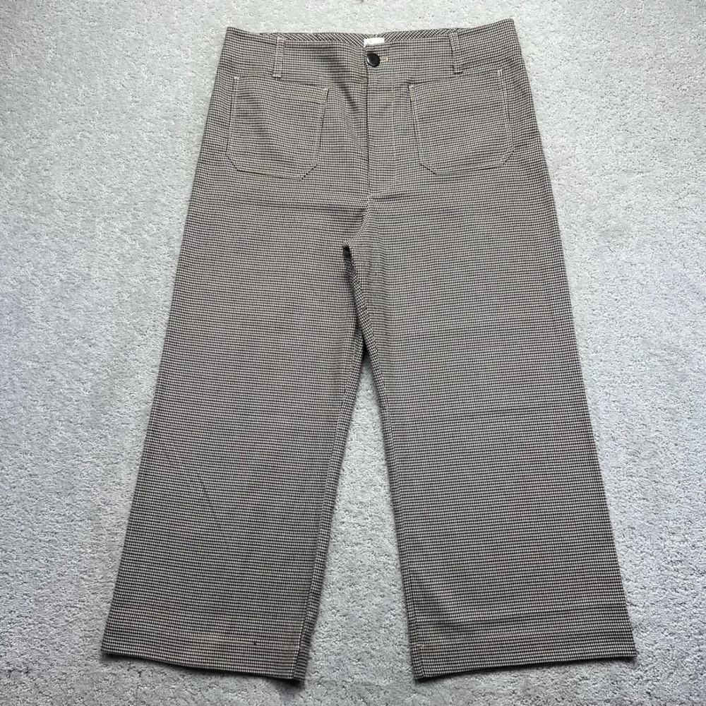 Maeve Pants Womens Size 34 Brown Black The Colette Houndstooth Wide Leg Cropped